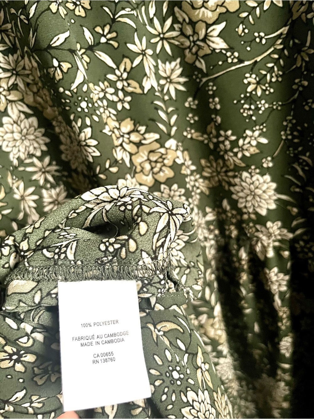 Reitmans Dress Boho Tunic Floral Green Large Women Puff Long Sleeve Mini Summer - Picture 5 of 5